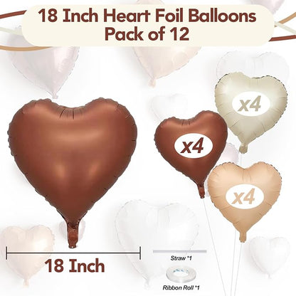 Cream Brown Heart Balloons - Image 2