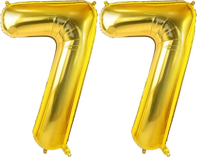 Number 77 Balloons for 77th Birthday Party Decorations, 0-100 Large No.77 by Joycard