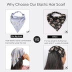 6 Pack Hair Scarf Headband for Women Elastic Bandana Head Scarf Large Boho Triangle Kerchief with Clips Non Slip Scarves