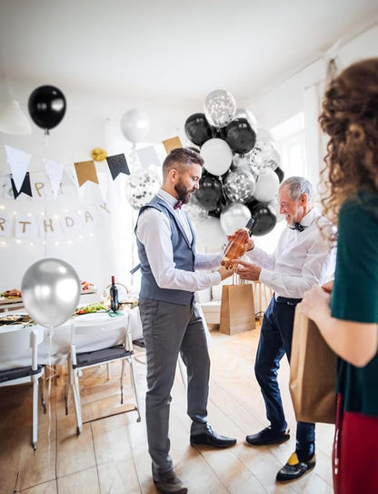 Black and Silver Balloons, Birthday Party Decor | Silver Black White & Confetti - Image 3