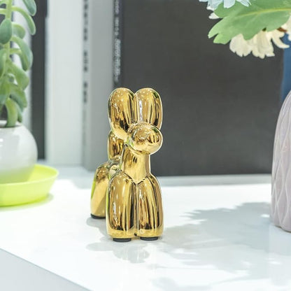 Notakia Cute Ceramics Balloon Dog Statue Crafts Gold Living Room Desktop - Image 7