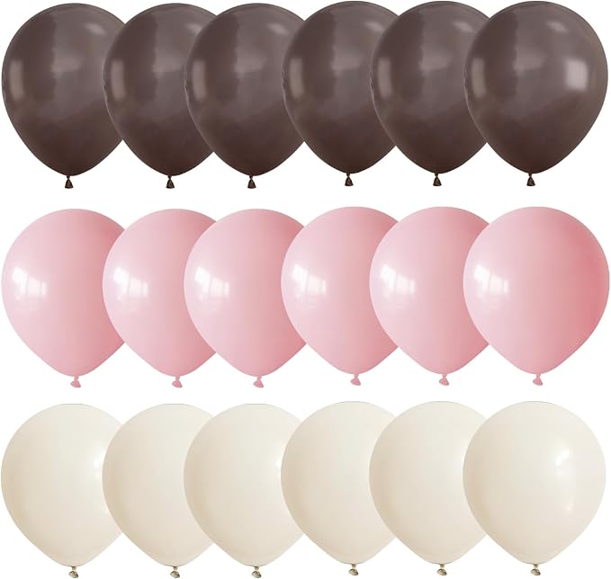 Pink and Brown Balloons Light Pink Coffee Brown Beige Balloons 12inch White - Image 8