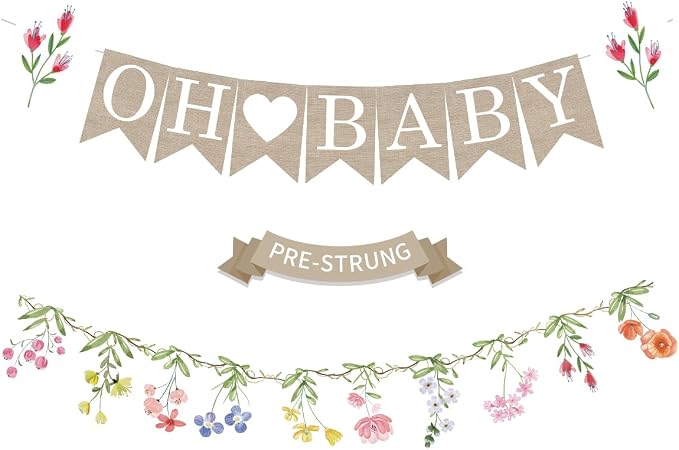 Weecent Pre-Strung 6ft Burlap Oh Baby Banner by Weecent