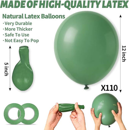 110Pcs Dark Sage Green Balloons Latex Party Balloons 12 inch Round Helium - Image 3