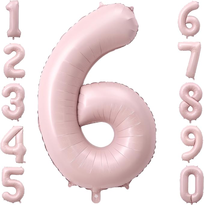 40 Inch Light Pink Foil Number 6 Balloon by TNCDJKPA