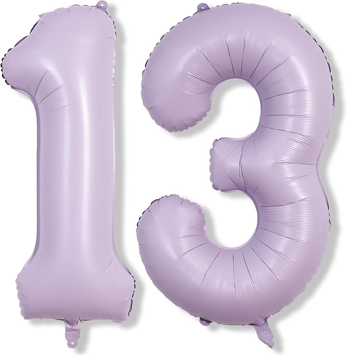 Number Balloons 13 Pastel Purple, 40 Inch Lavender Mylar Foil Number 1 & 3 by Lingqiang