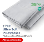 Queen Pillow Cases - 4 Pack - Super Soft Pillowcase Covers - Envelope Enclosure - Hotel Quality Pillow Protectors - Wrinkle Free, Shrink & Stain Resistant - Machine Washable - 20" x 30" (Steel Blue)