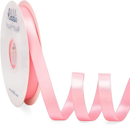 Ribbli Pink Satin Ribbon Double Faced Satin 1/2 inch x Continuous 50 Yards-Pink by Ribbli