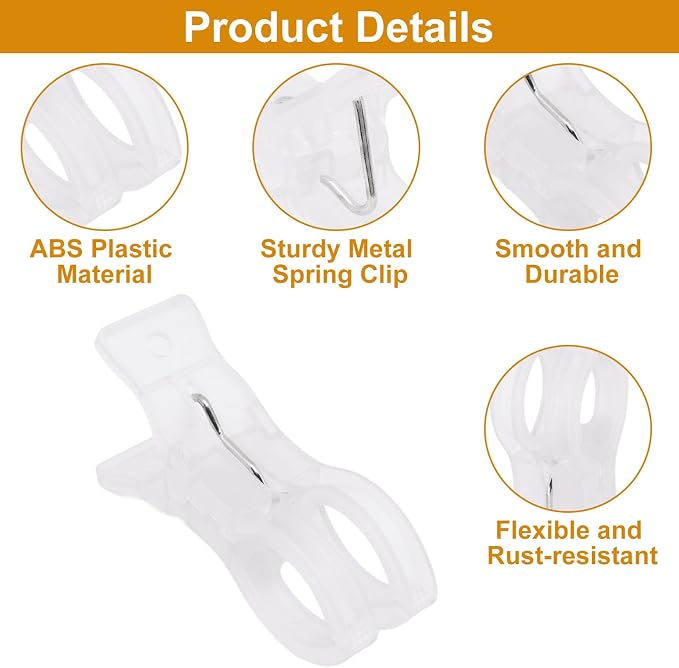 10 Packs Balloon Arch Clips 3.5 Inch Clear White Spring Clamps Heavy Duty - Image 3