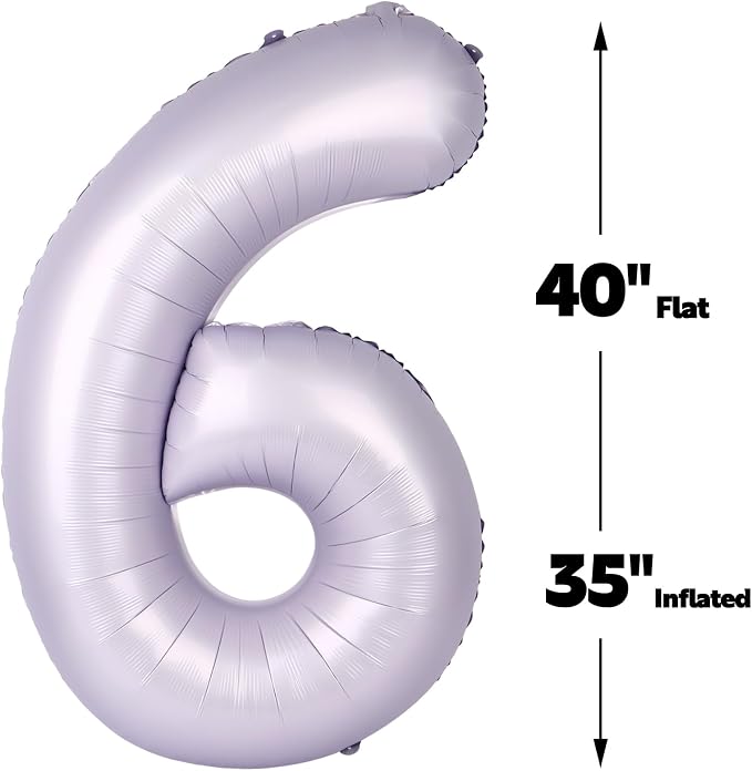 Lilac Number 6 Balloon 40 inch, Lavender Birthday Party Balloons Decorations | - Image 3