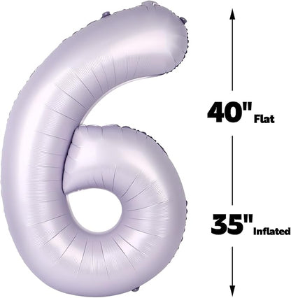 Lilac Number 6 Balloon 40 inch, Lavender Birthday Party Balloons Decorations | - Image 3