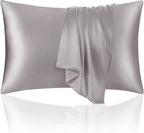 ECOSA Luxurious 30 Momme 100% Mulberry Silk Pillowcase (50x70cm) – 6A Grade Charmeuse Weave, Oeko-TEX® Certified – Frizz-Free Hair & Wrinkle-Free Skin (Grey)