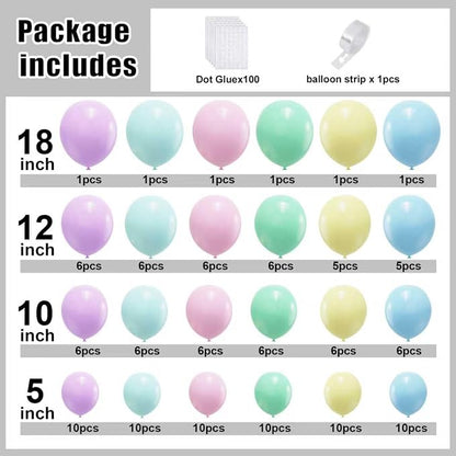 Pastel Rainbow Balloon Arch Kit, Macaron Assorted Colorful Party Balloons | - Image 2