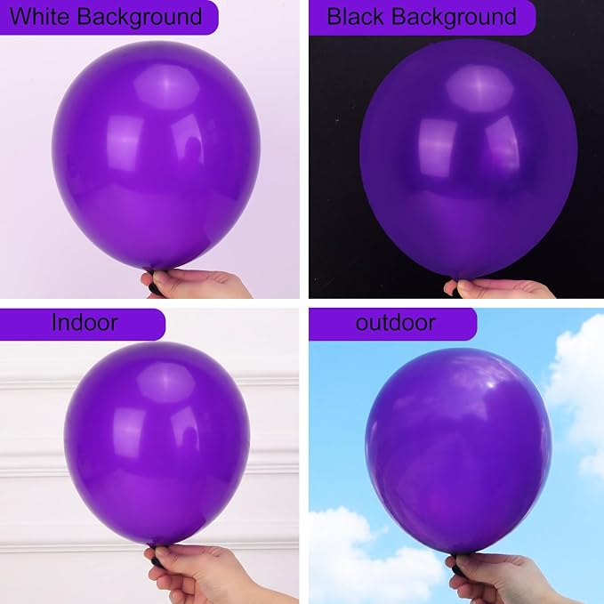 RUBFAC Purple Balloons Different Sizes Dark Purple Balloon Arch 129pcs | Pack - Image 4