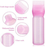 Pimoys 2 Pack Root Comb Applicator Bottle, 6 Ounce Oil Applicator for Hair Dye, Hair Oiling Applicator Hair Coloring Brush Bottle with Graduated Scale