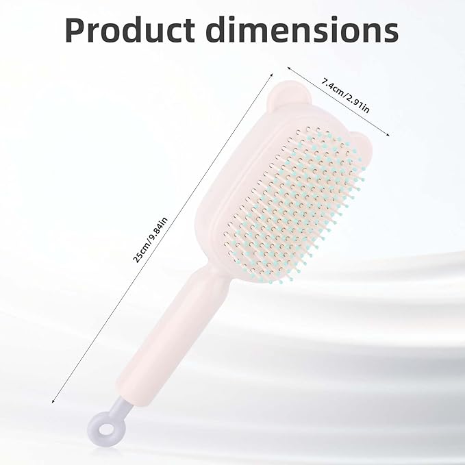 Retractable Air Cushion Massage Comb for Woman, Comfortable Self-Cleaning Detangling Hair Clean Brush with Pull Ring Anti-Static Comb for All Hair Types (White)