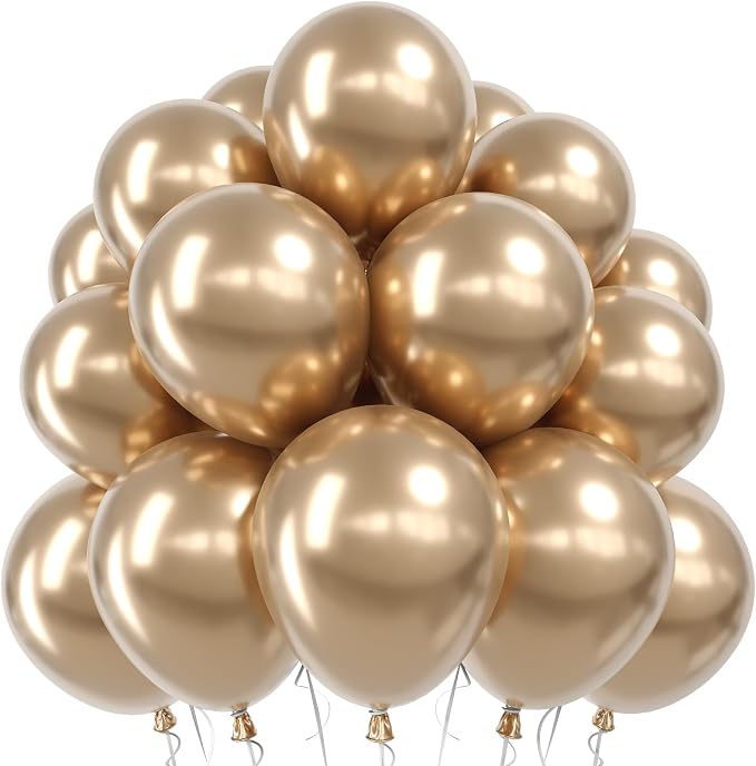Jobkoo Metallic Champagne Gold Balloons, 12 Inch Chrome Light Gold Balloon | by Jobkoo