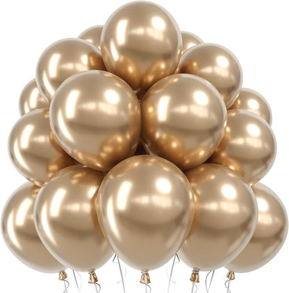 Jobkoo Metallic Champagne Gold Balloons, 12 Inch Chrome Light Gold Balloon | by Jobkoo