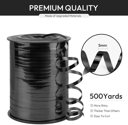 Black Curling Ribbon, 1/5" Wide x 500 Yards Christmas Curling Ribbons - Image 2