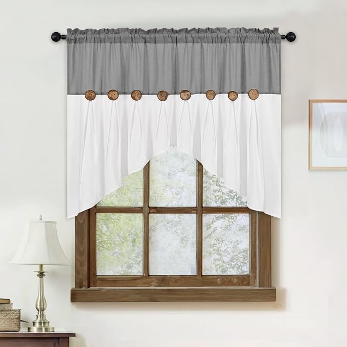 Farmhouse Swag Curtain, Boho Cotton Linen Valance Curtain, Country Rod Pocket - Image 7