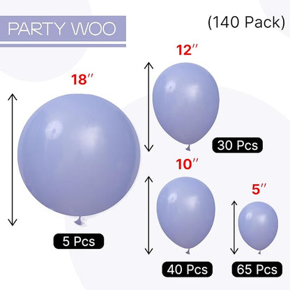 PartyWoo Dusty Purple Balloons 140pcs Lavender Lilac Boho Neutral Color | 18 12 - Image 8