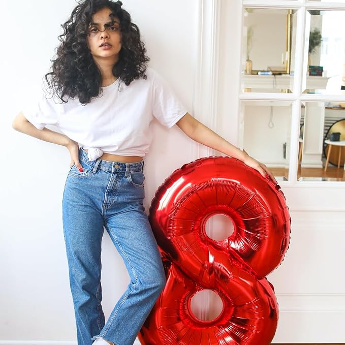 40 Inch Red Number 5 Balloon Large Red Foil Balloon Red 5 Balloons Mylar Helium - Image 5