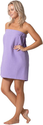Turkish Linen Women’s Waffle Spa Body Wrap with Adjustable Closure