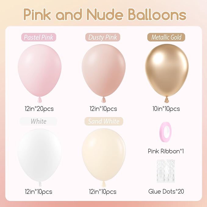 60pcs Dusty Pink Balloons 12inch - Image 2