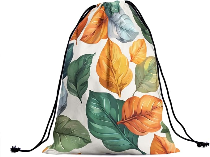 Colorful Leaves Gymnastics Grip Bag Abstract Autumn Leaf Gym String Bag - Image 2