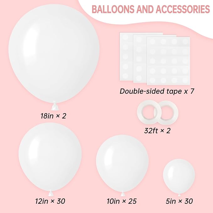 RUBFAC 87pcs White Balloons Different Sizes 18 12 10 5 Inches - Image 2