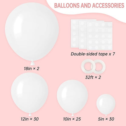 RUBFAC 87pcs White Balloons Different Sizes 18 12 10 5 Inches - Image 2