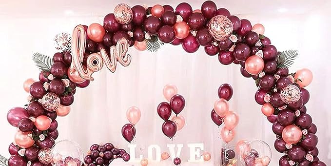 Balloons Burgundy Rose Gold, 60 Packs 12 Inches Wine Red Champagne Latex - Image 7