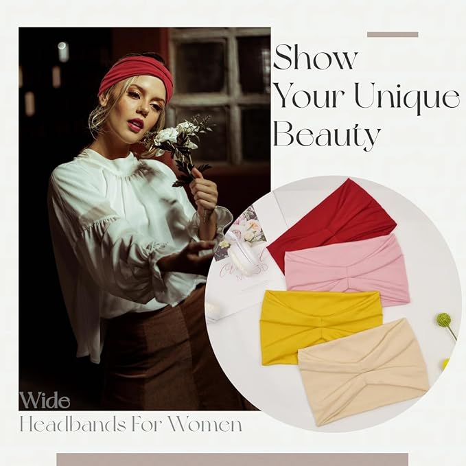 Wide Headbands For Women Fashion knot Headband Boho Head Bands Women’s Hair Band Turban Workout Accessories 8 Pack