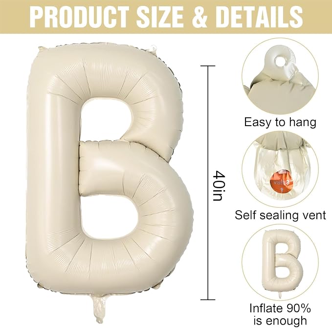 Cream BABY Balloons, 40 Inch Letter Baby Balloon Banner Beige - Image 2