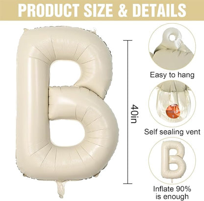 Cream BABY Balloons, 40 Inch Letter Baby Balloon Banner Beige - Image 2