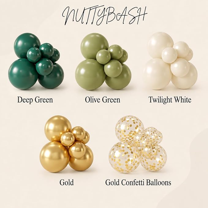 Dark Green and Gold Balloons Arch Kit - Image 4