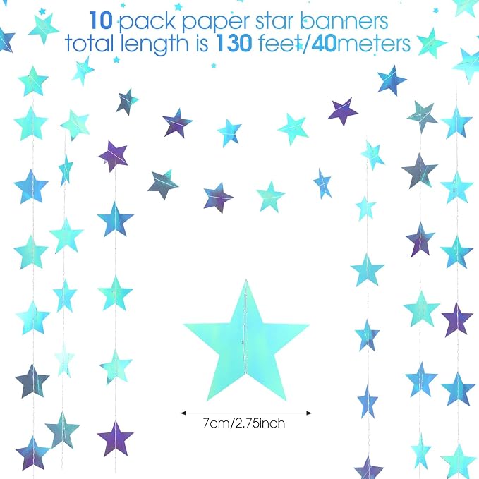 Patelai Glitter Star Garland Banner 2026 Graduation Decor 130 Feet Star Hanging - Image 4