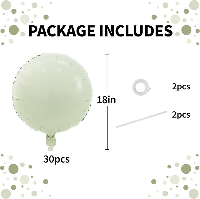 TONIFUL 30Pcs 18 Inch Round Balloons Large Cream White Round Shape Foil - Image 2