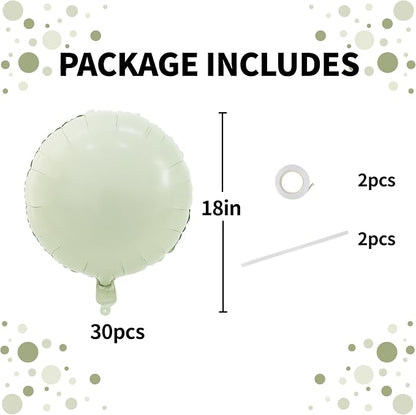 TONIFUL 30Pcs 18 Inch Round Balloons Large Cream White Round Shape Foil - Image 2
