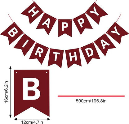 Hooqict Burgundy Happy Birthday Banner Sign - Image 2