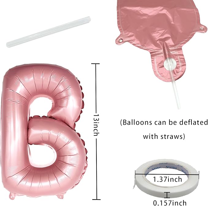 Pink Happy Birthday Balloon Banner Set -16 Inch Foil Letters Balloons, Reusable - Image 2