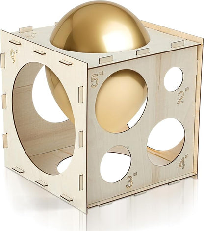 Wood Balloon Sizer Cube, 2-10'' Foldable Balloon Measure Box Tool, 9holes by Unknown
