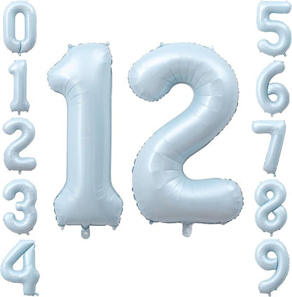 40" Light Blue Foil Number 12 Balloon by TNCDJKPA
