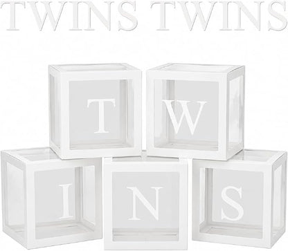 Thyle 5 Pcs White Twins Balloons Boxes Clear Balloon Boxes 10 Pcs Letters by Thyle