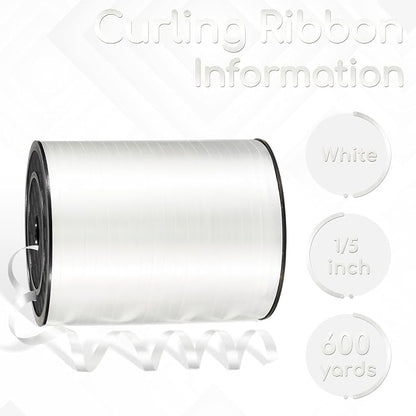 600 Yards White Curling Ribbon for Gift Wrapping, 1/5 Inch White Balloon String - Image 2