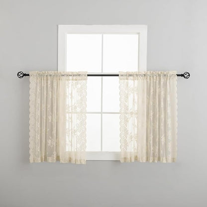Kotile Short Beige Lace Curtains - Image 8