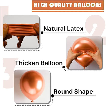 PartyWoo Rose Gold Balloons 50pcs Metallic Chrome Rose Gold Color | 12 Inch - Image 7