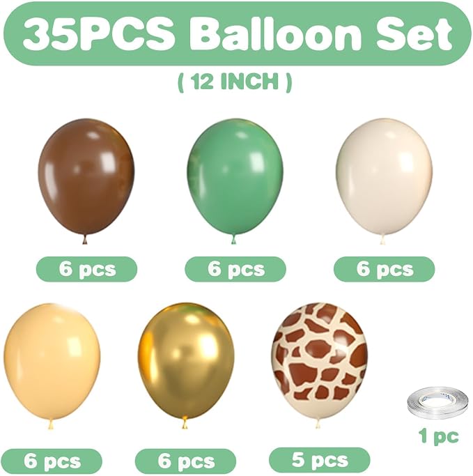 Jungle Safari Balloons for Woodland Birthday Decorations | Sage green, - Image 2