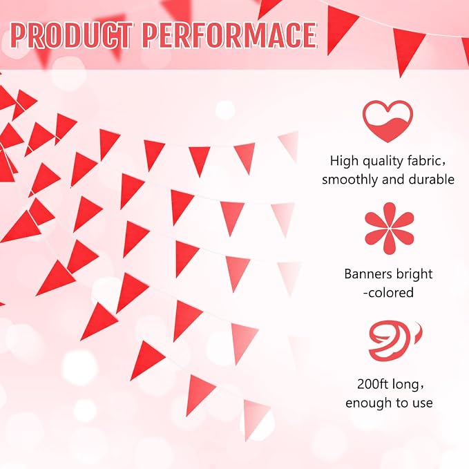 Tatuo 200 Feet Solid Pennant Banners Flags String Triangle Hanging DIY Bunting - Image 3