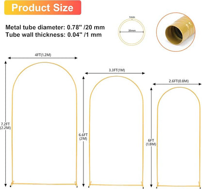 Toodour Arch Backdrop Stand 7.2FT, 6FT Set of 3 Gold Metal Wedding Balloon Arch - Image 2